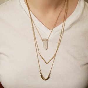Boho 3 Strand Crystal Necklace